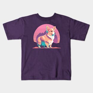 Vaporwave Corgi Kids T-Shirt